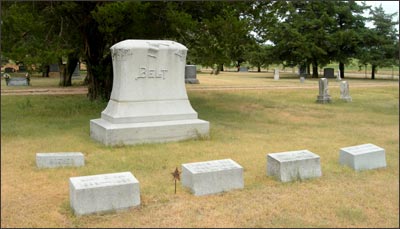 Family plot of the Francis T. Belt family in Pawnee Rock Township Cemetery. Photo copyright 2006 by Leon Unruh.