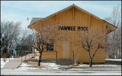 Pawnee Rock Lions Club depot. Photo copyright 2005 by Leon Unruh.