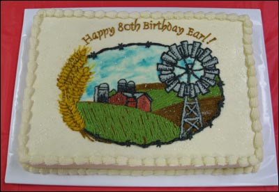 Earl Schmidt's 80th birthday cake. Photo copyright 2008 by Dr. Thomas Schmidt.