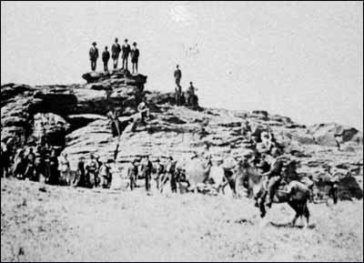 Early view of Pawnee Rock before some sections were quarried.