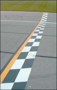 Start-finish line at the Kansas speedway, June 2007. Photo copyright 2007 by Leon Unruh.