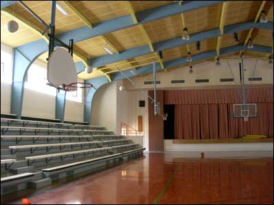 Pawnee Rock school gym, the home side. Photo copyright 2005 by Leon Unruh.