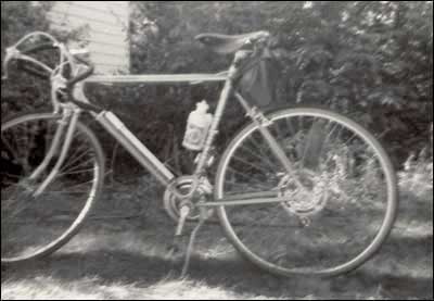 Leon Unruh's Hiawatha bike in Pawnee Rock, around 1971.