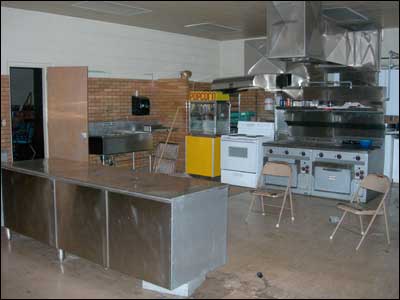 Pawnee Rock school kitchen, 2006. Photo copyright 2006 by Leon Unruh. title=