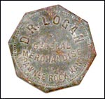 Token from D.R. Logan's store in Pawnee Rock. Photo copyright 2006 by Leon Unruh.