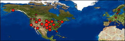 Clustr Map of PawneeRock.org. August 14, 2008