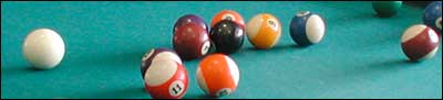 Balls on a pool table. Copyright 2005 Leon Unruh.
