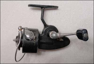 A Hawthorne spinning reel found at the Pawnee Rock city dump. Photo copyright Leon Unruh.