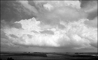 View of clouds east of Pawnee Rock. Photo copyright 2008 by Leon Unruh.