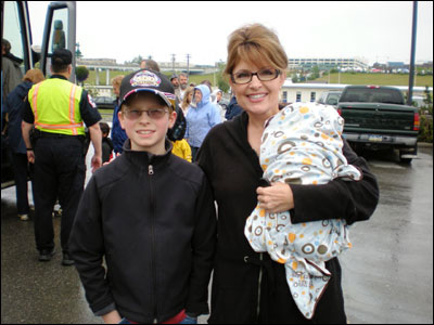 Alaska Governor Sarah Palin and Sam Unruh. Photo copyright 2008 by Leon Unruh.