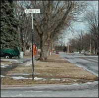 Street sign at the intersection of Houck and Cunnife in Pawnee Rock.