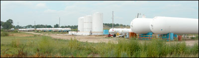The Farmers Grain anhydrous ammonia tanks. Photo copyright 2007 by Leon Unruh.