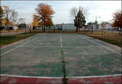 Pawnee Rock tennis court. Photo copyright 2003 by Leon Unruh.