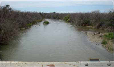 The Arkansas River at Coolidge in August. Photo copyright 2011 by Leon Unruh.