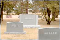 The Benjamin P. Unruh family plot is north of the cenotaph and under the trees in the Pawnee Rock Township cemetery.