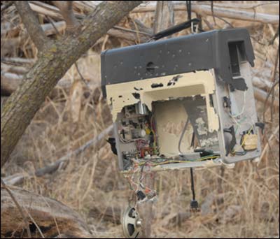 Jim Dye photographed this electronic device along the Arkansas River. Photo copyright 2009 by Jim Dye.
