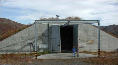 A Nike missile bunker above Ship Creek Valley near Anchorage. Photo copyright 2010 by Leon Unruh.