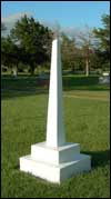Memorial spire at the Pawnee Rock Cemetery. Photo copyright 2007 by Leon Unruh.