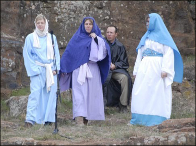 Pawnee Rock's Easter pageant, The Way of the Cross, on April 24, 2011. Photo copyright 2011 by Jim Dye.