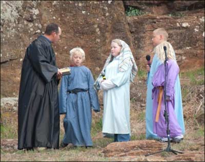 Pawnee Rock's Easter pageant, The Way of the Cross, on April 24, 2011. Photo copyright 2011 by Jim Dye.