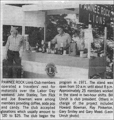 Lions Club travelers' rest, Labor Day 1974, Pawnee Rock, Kansas. Photo copyright 2011 by Leon Unruh.