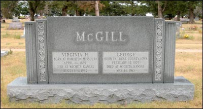 George and Virginia McGill's grave marker in the Pawnee Rock Cemetery.