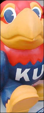 Jayhawk outside the Student Union at KU. Photo copyright 2007 by Leon Unruh.