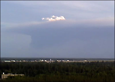 Forest fire sound of Fairbanks, Alaska, on June 21, 2009. Photo copyright 2009 by Leon Unruh.