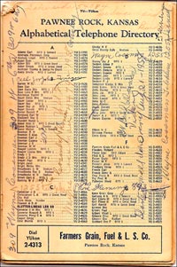 Pawnee Rock phone book, 1958.