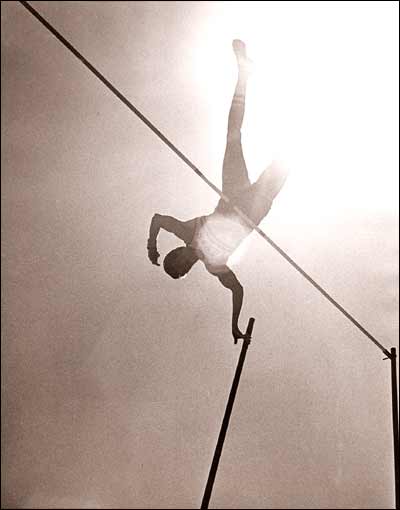 Pole vaulter from the University of Texas at the Kansas Relays, 1976. Photo copyright 1976 by Leon Unruh.
