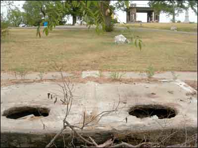 Site of former Pawnee Rock State Park outhouse. Photo copyright 2006 by Leon Unruh.