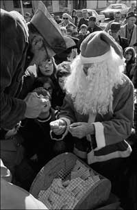 The winning number for a turkey is read. Photo copyright 2008 by Leon Unruh.