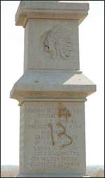 Vandalism on Pawnee Rock's historical spire. Photo copyright 2007 by Dawn Bryant.